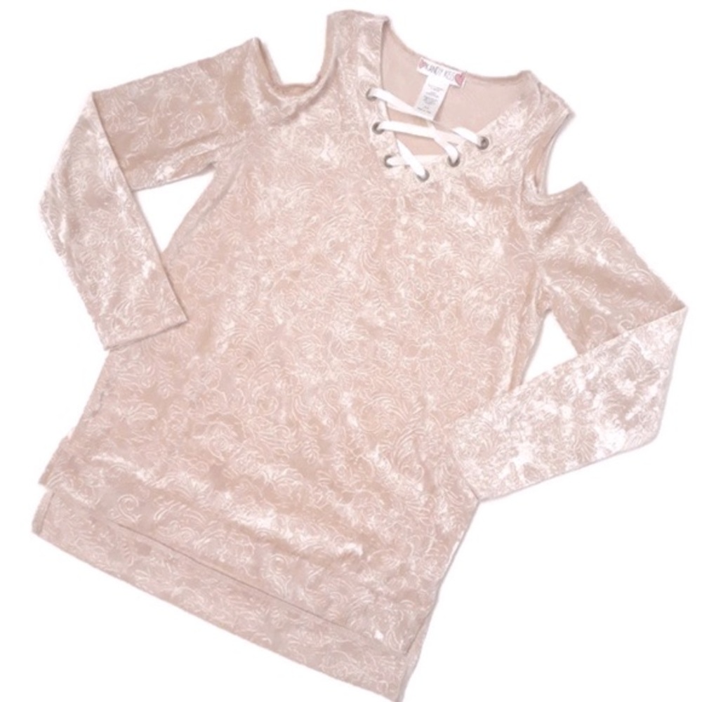 Pink Rose Pattern Velour Long Sleeve Mini Dress Women’s XL Valentines Day Dress